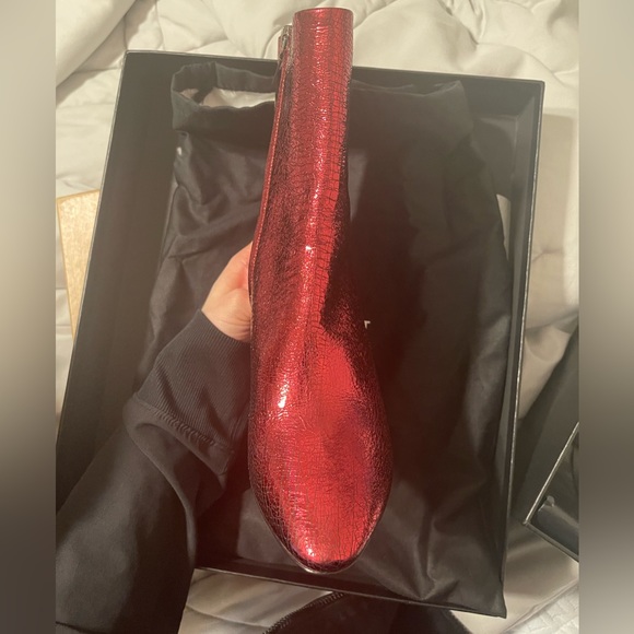 Saint Laurent Red metallic booties - Picture 4 of 4